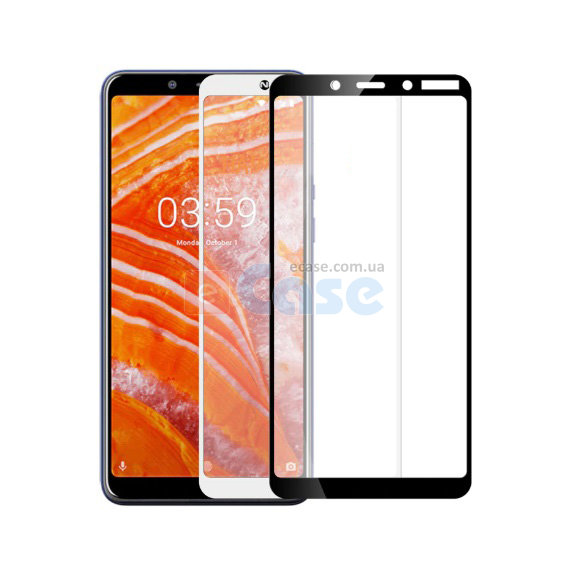 Защитное стекло для Nokia 1 Plus 5D (полная проклейка) цвет: черный