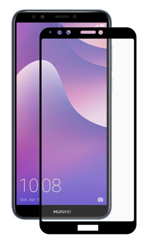 Защитное стекло для Huawei Y7 Prime 5D (полная проклейка) цвет: черный
