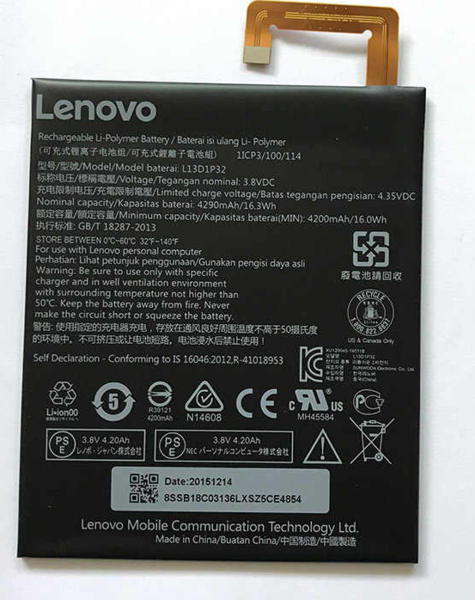 Аккумулятор для Lenovo Tab 2 A8-50 (L13D1P32) оригинальный