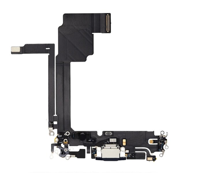 Шлейф разъема зарядки для Apple iPhone 15 Pro Max (Charge Conn), цвет: черный
