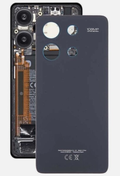 Задняя крышка (корпус) для Xiaomi Redmi Note 13 4G, цвет: черный