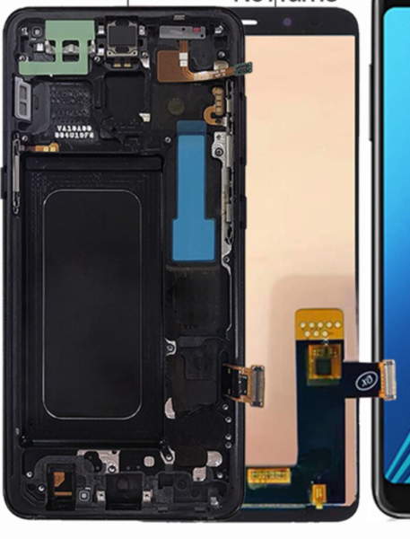Экран для Samsung Galaxy A8+ 2018 (A730F), цвет: черный, оригинальный, с рамкой
