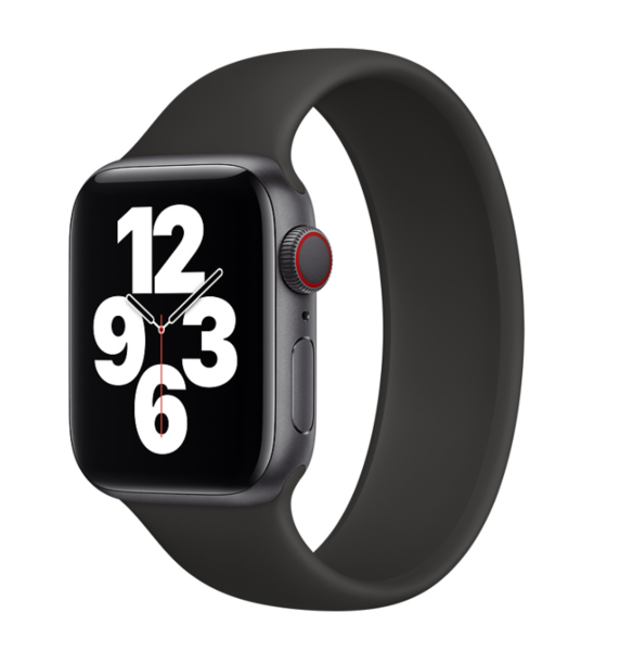 Силиконовый монобраслет для Apple Watch 5 44mm, цвет: черный (размер: M)