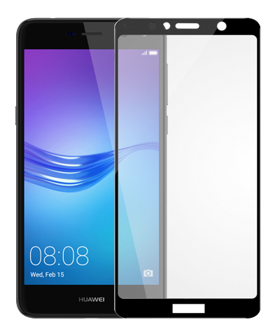 Защитное стекло для Huawei Y6 2018 5D (полная проклейка) цвет: черный