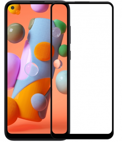 Защитное стекло для Samsung Galaxy A11 5D (полная проклейка), цвет: черный