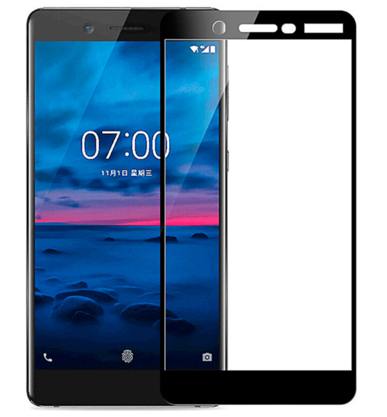 Защитное стекло для Nokia 7 5D (полная проклейка) цвет: черный