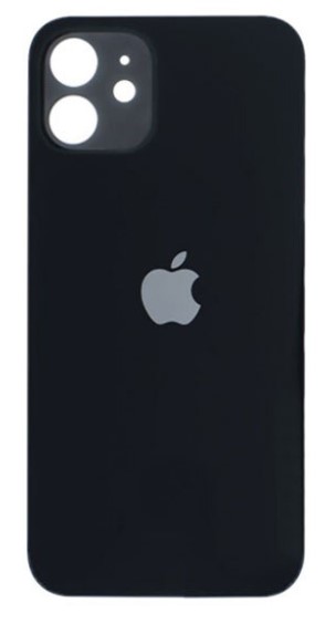 Задняя крышка (стекло) для Apple iPhone 12, цвет: черный (широкое отверстие под камеру)